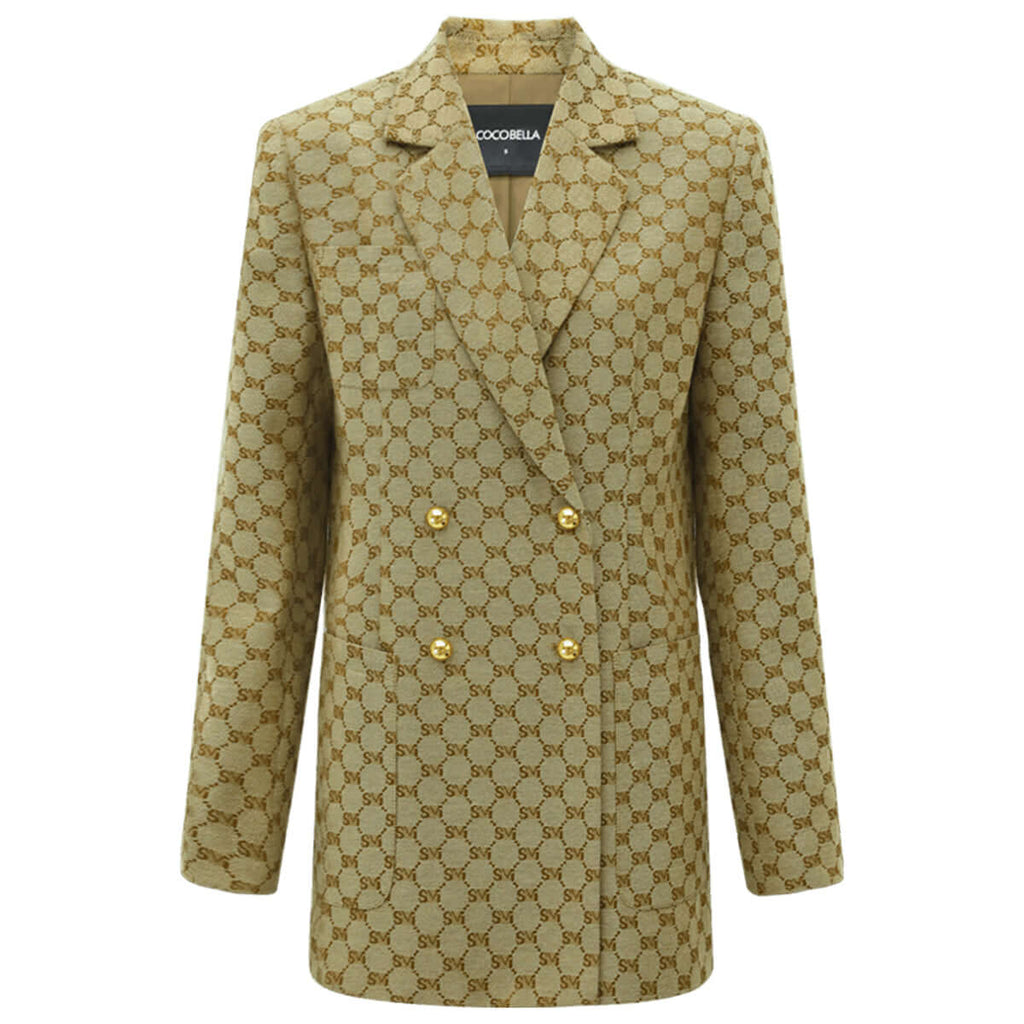 Haute Couture Vintage Patterned Khaki Blazer